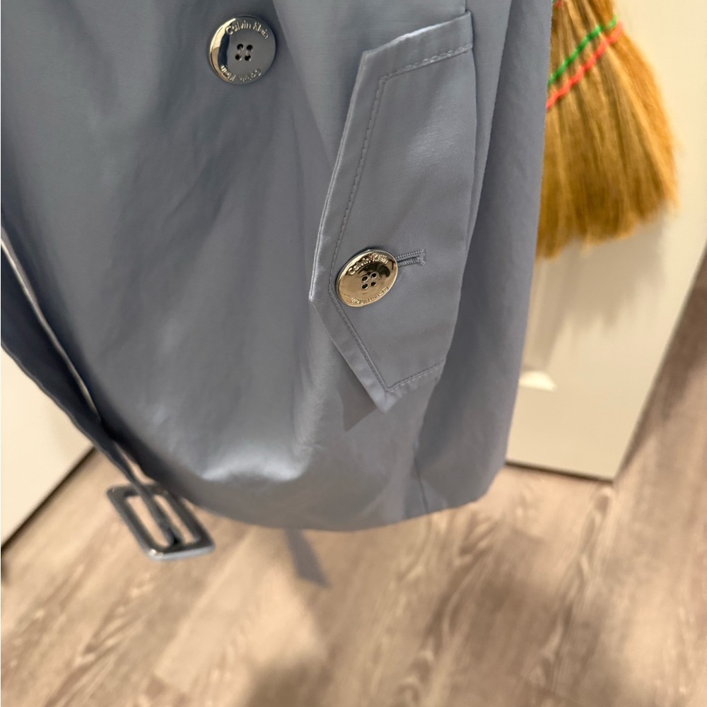 Calvin Klein Light Gray Double-Breasted Trench Coat - Picture 10 of 12